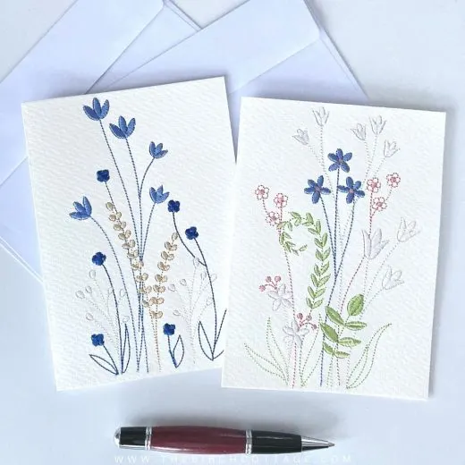 machine embroidered greeting cards