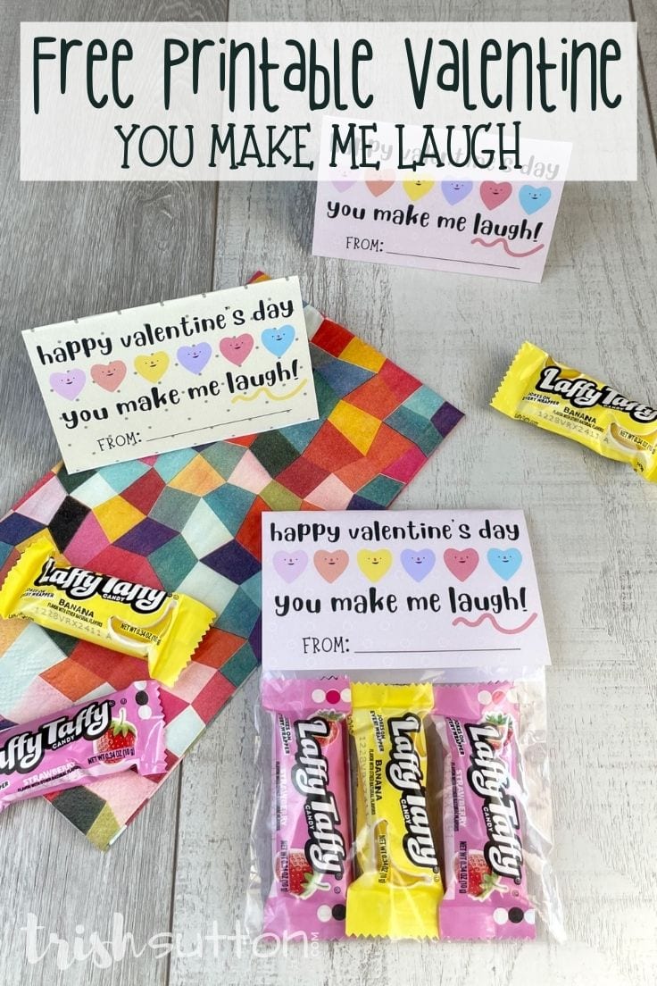 Laffy Taffy Kids Valentines ready to deliver with mini candies and Valentine notes on a wood background.