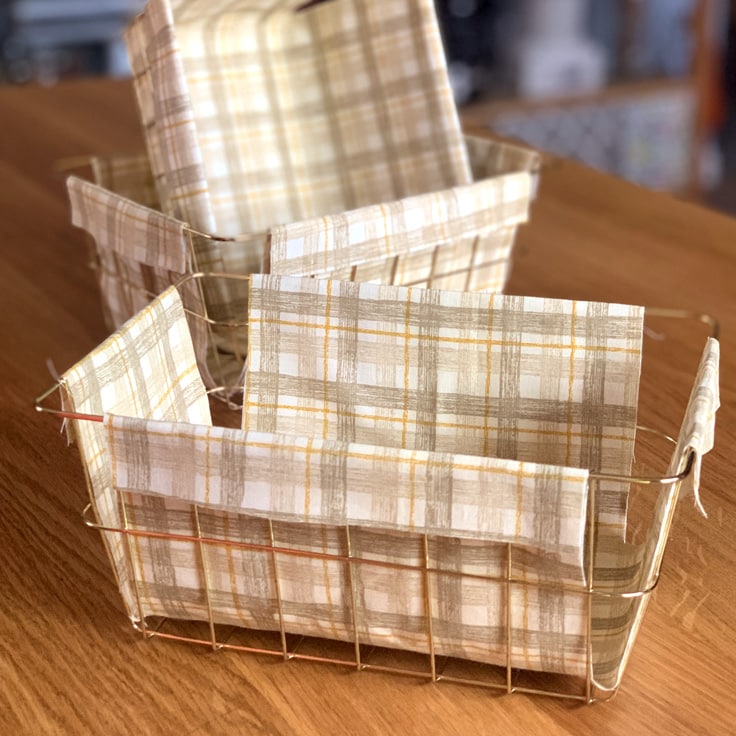 No-Sew Fabric Lined Storage Baskets
