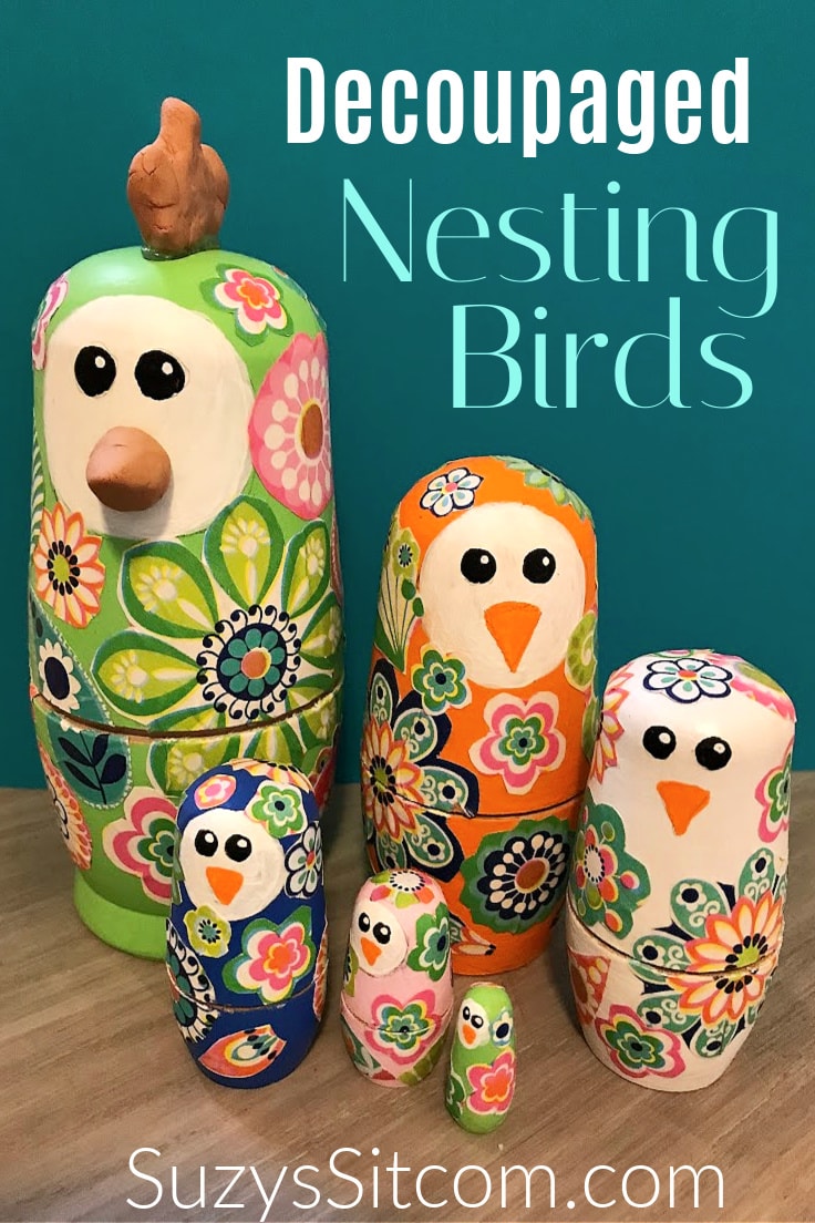 Decoupaged Nesting Birds 