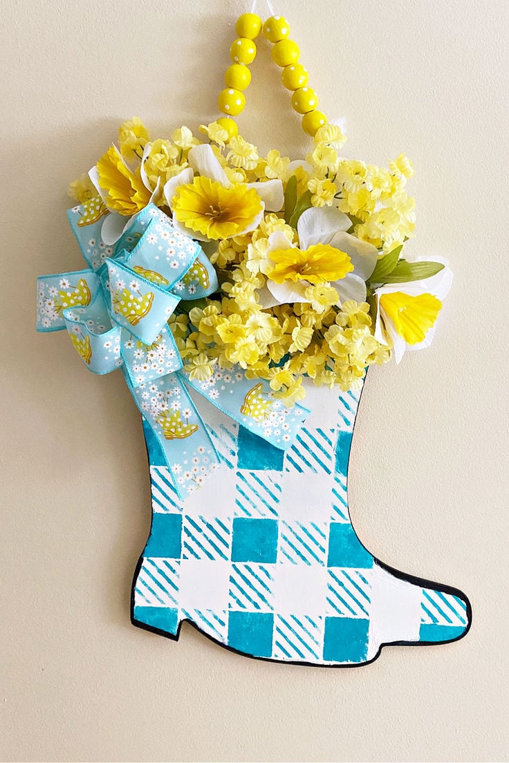 finished spring door hanger on wall