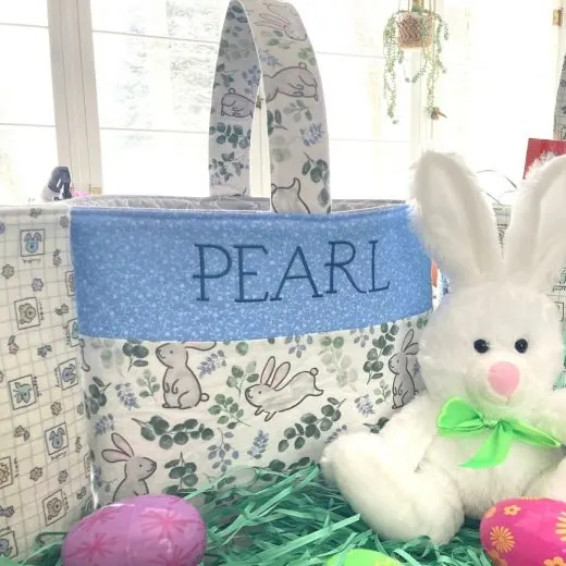 fabric easter basket with bunny