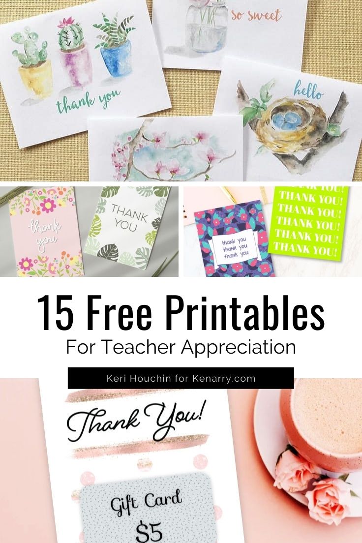 15 free printables for teacher appreciation.