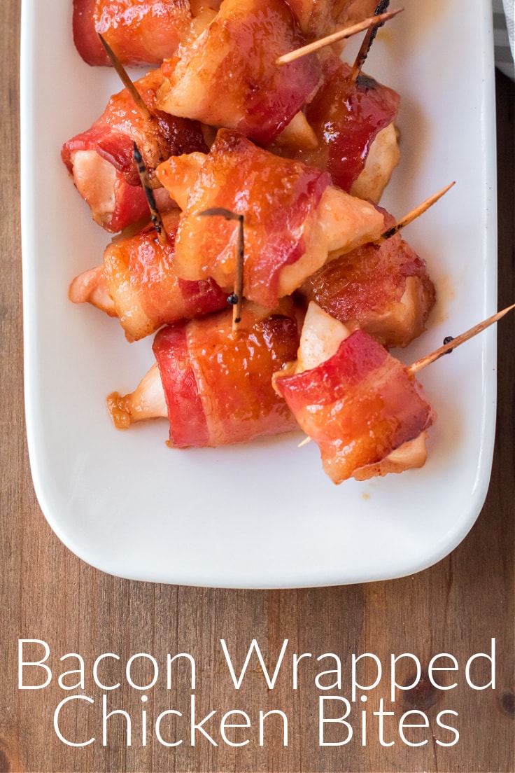 Bacon wrapped chicken bites.