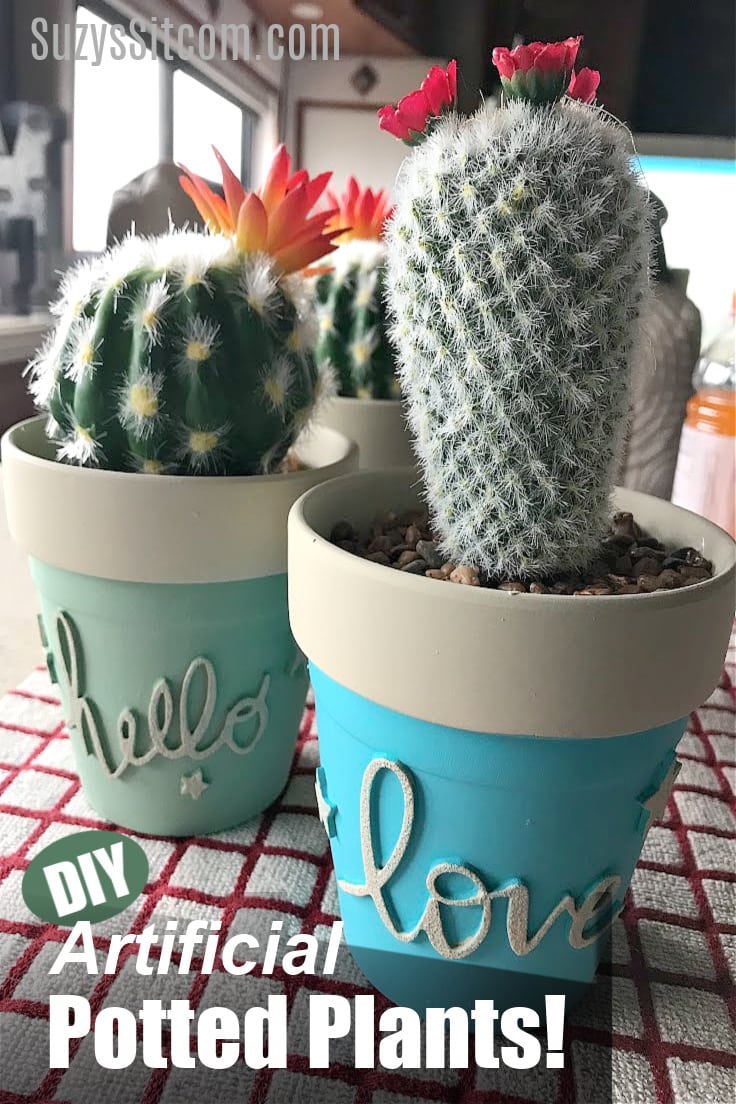 DIY Artificial plants in decorative pots