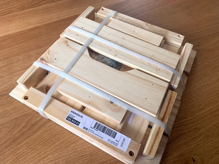 Ikea knagglig wood crate unassembled.