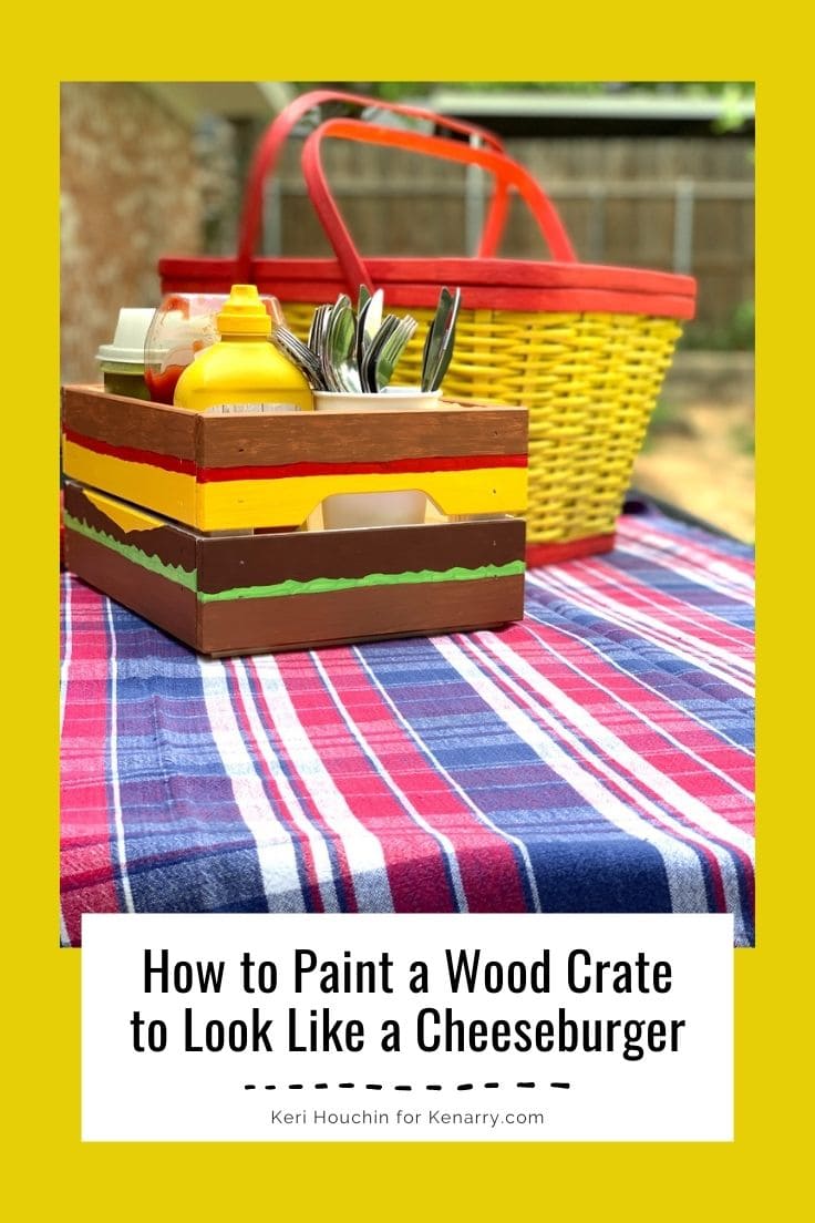 How to paint a wood crate to look like a cheeseburger.