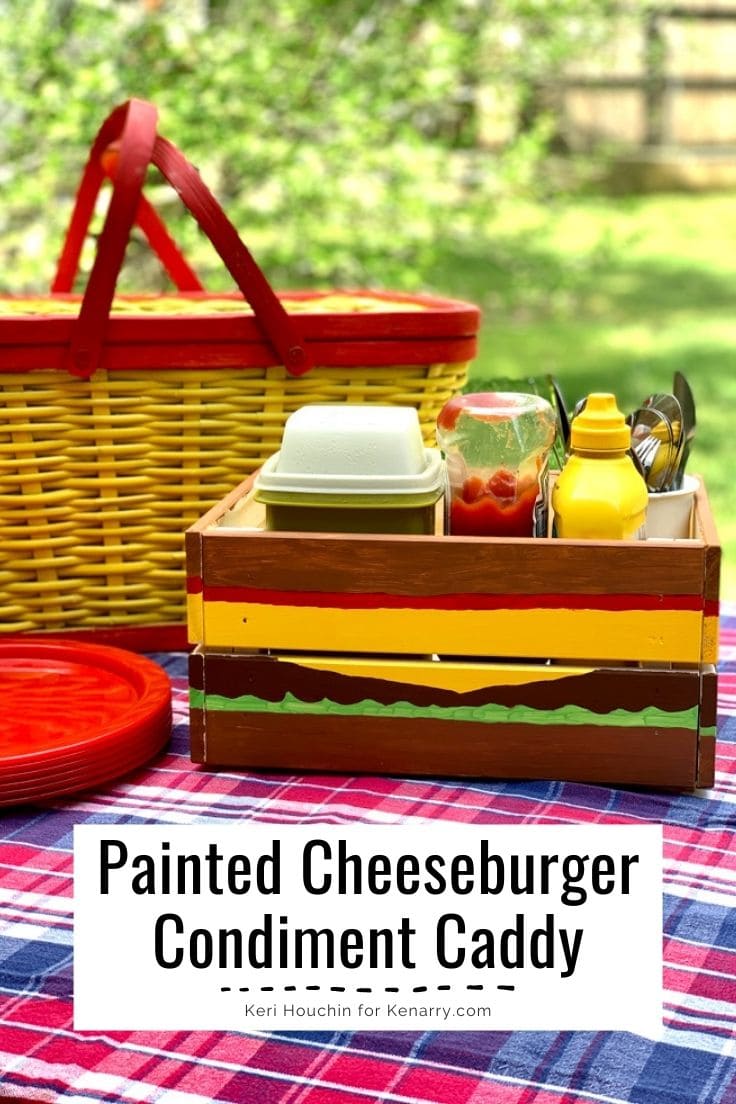 Painted cheeseburger condiment caddy.