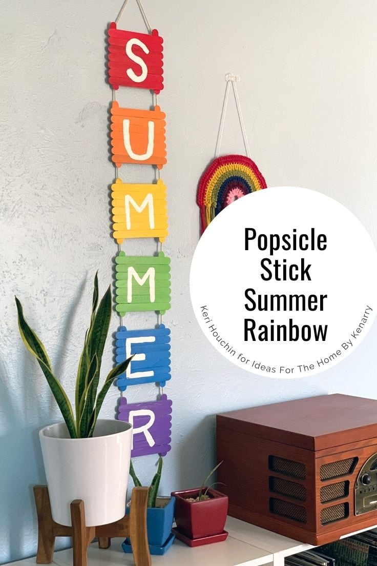Popsicle stick summer rainbow craft.