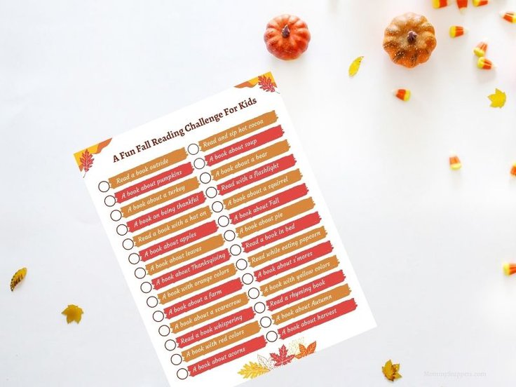 Free printable fall reading challenge for kids 