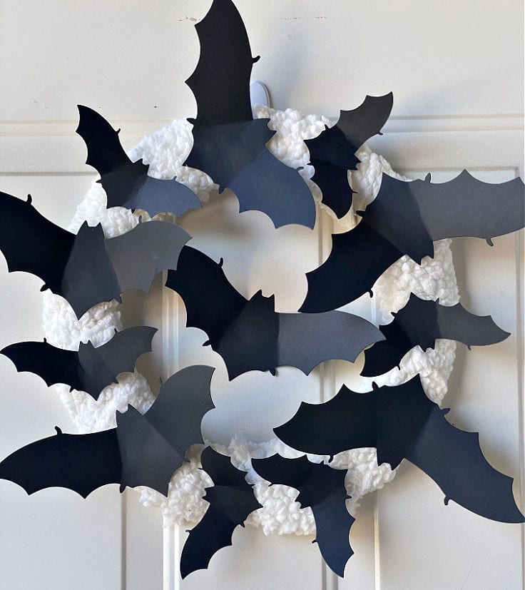 completed paper bat wreath