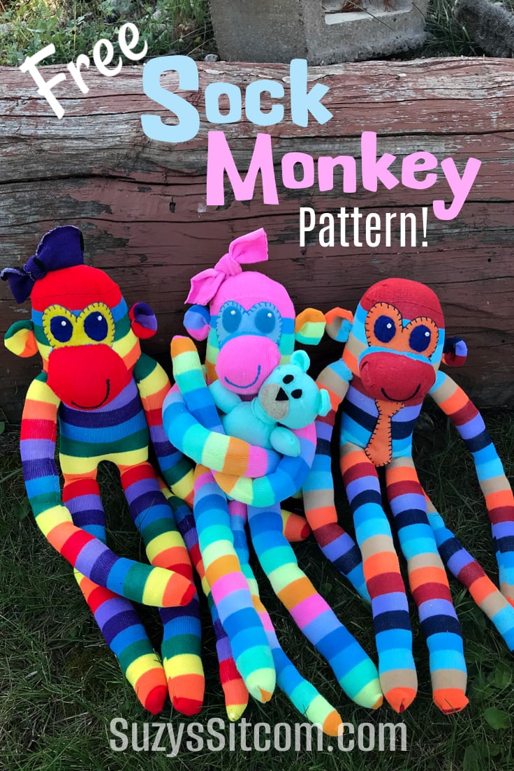 Cute Sock Monkeys and a little sock bear made with socks and fiber fill.
