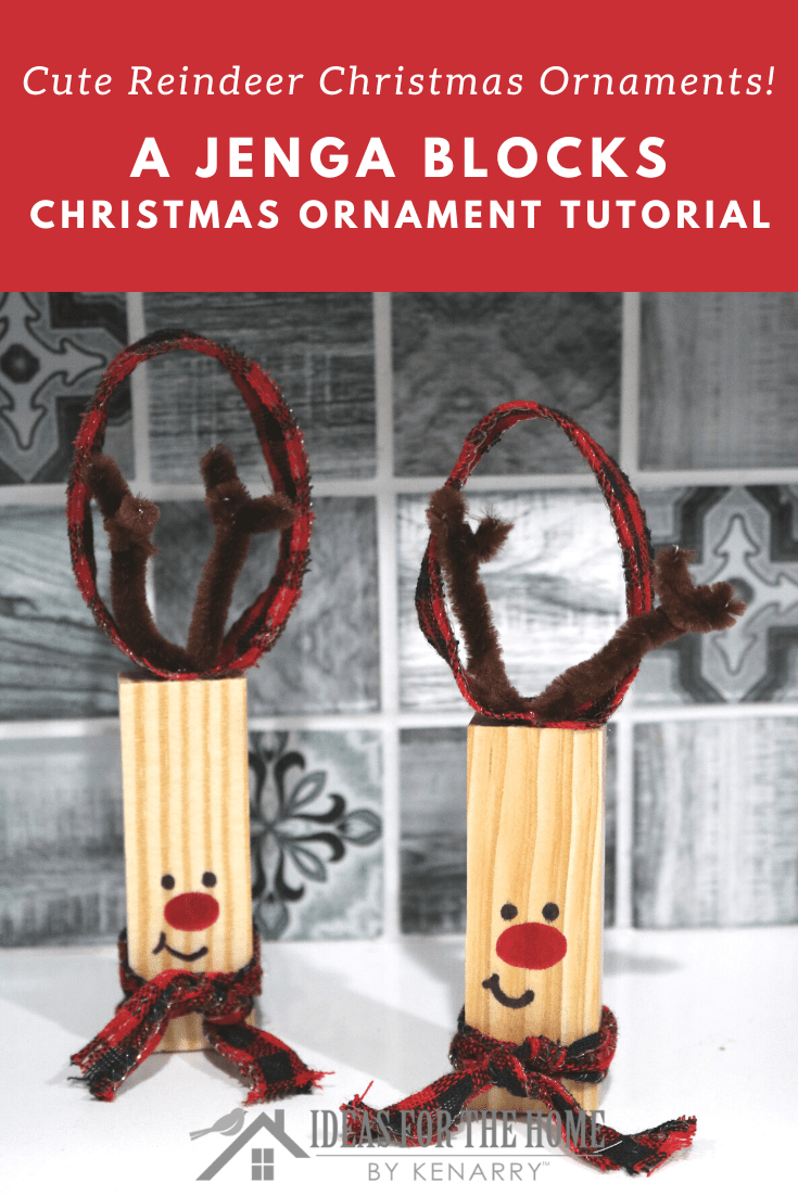 Reindeer Jenga Blocks Christmas Ornaments.
