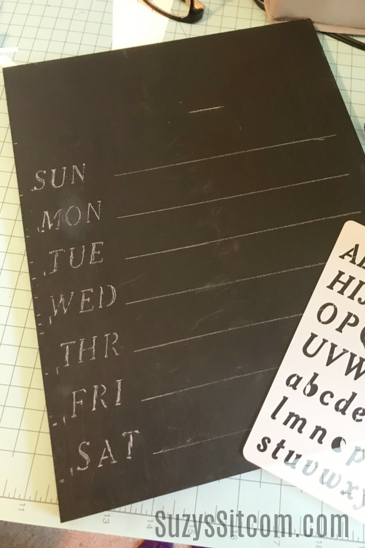 Use a white colored pencil to mark the days of the week. 