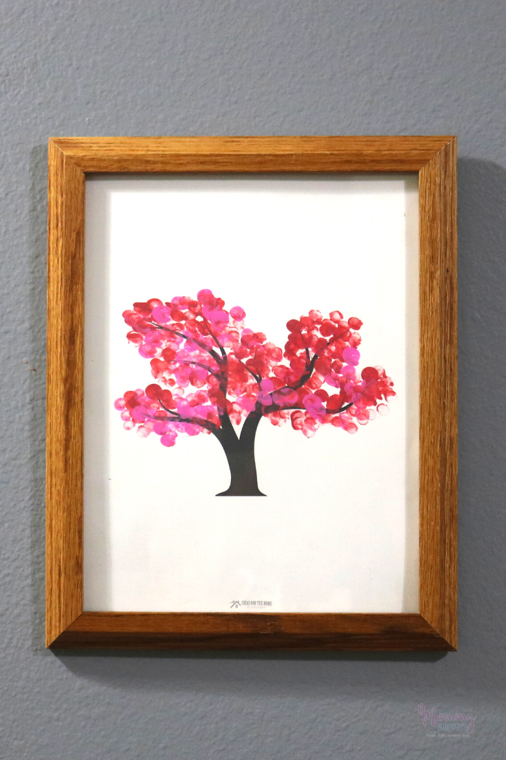Easy Grandma Birthday Craft- Framed Fingerprint Cherry Blossom Tree Art