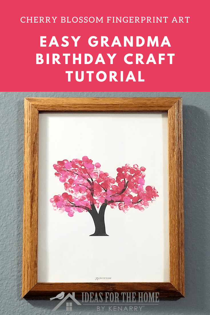 Cherry blossom fingerprint art: easy grandma birthday craft tutorial.
