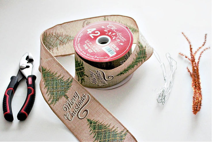 A roll of Christmas ribbon 