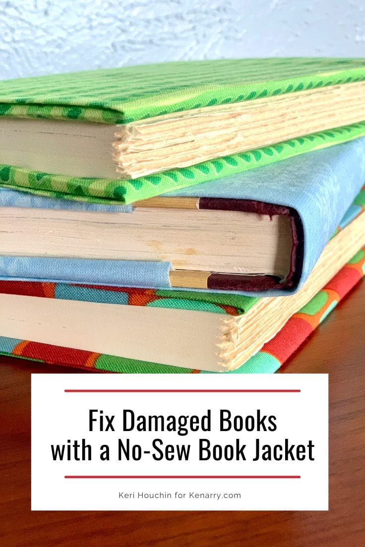 Fix damaged books with a no-sew book jacket.