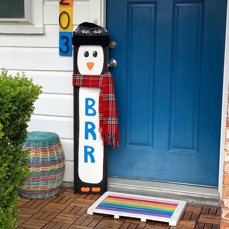 Winter Porch Sign DIY Painted Penguin Decor