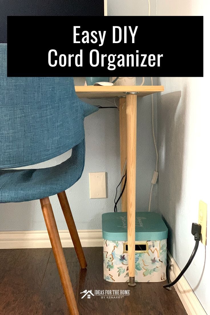 Easy DIY cord organizer under a computer desk in a home office.