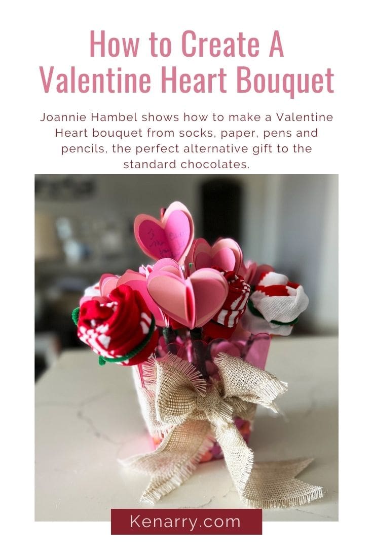 pinable image for valentine heart bouquet craft tutorial