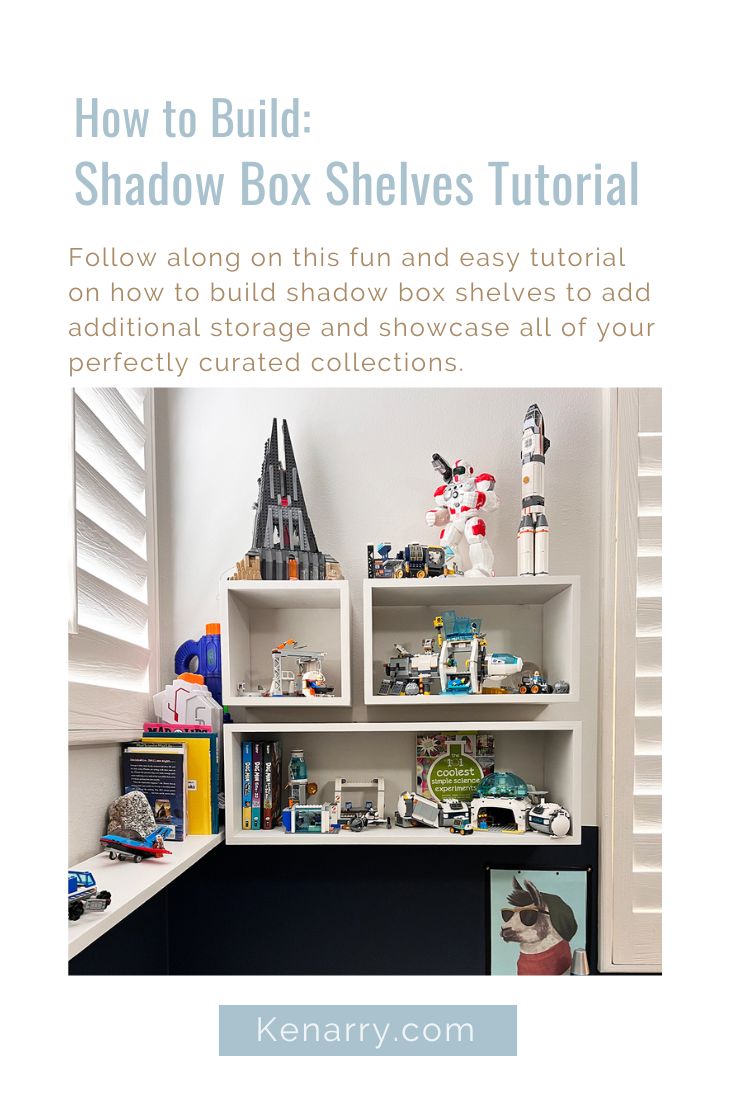 pinterest graphic for pinning shadow box shelf tutorial for later.
