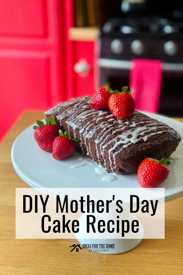 DIY Mother's Day cake recipe for a chocolate cake with fresh strawberries.