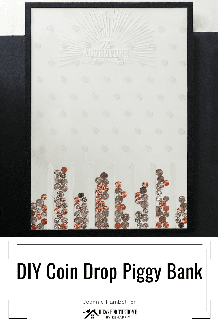 pin this image and save it for later to make your own diy coin drop piggy bank wall decor.