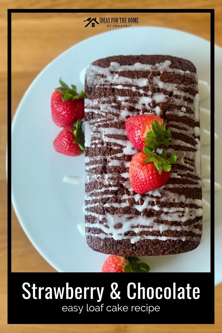 Strawberry and chocolate easy loaf cake recipe.