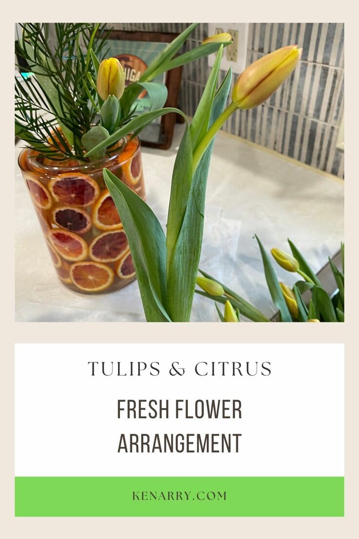 Tulips and Citrus floral arrangement