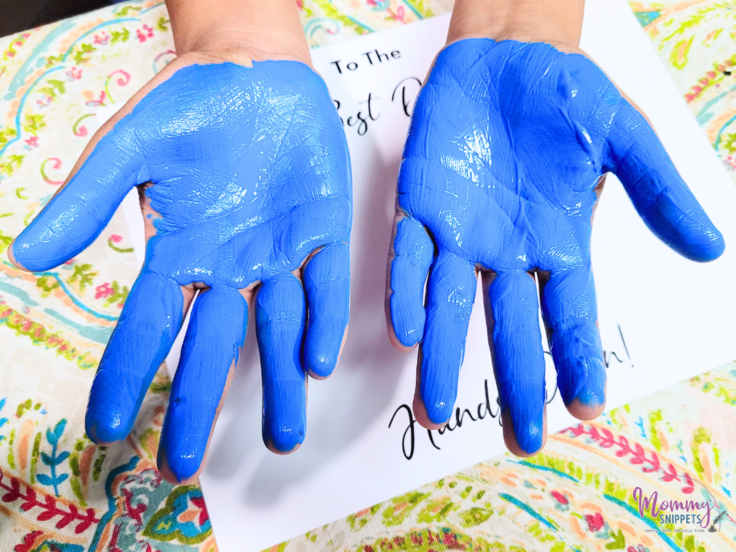 Painted hands for Best Dad Hands Down Father's Day Card Idea