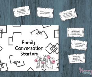 Free printable Family Conversation Starter Cards on MommySnippets.com