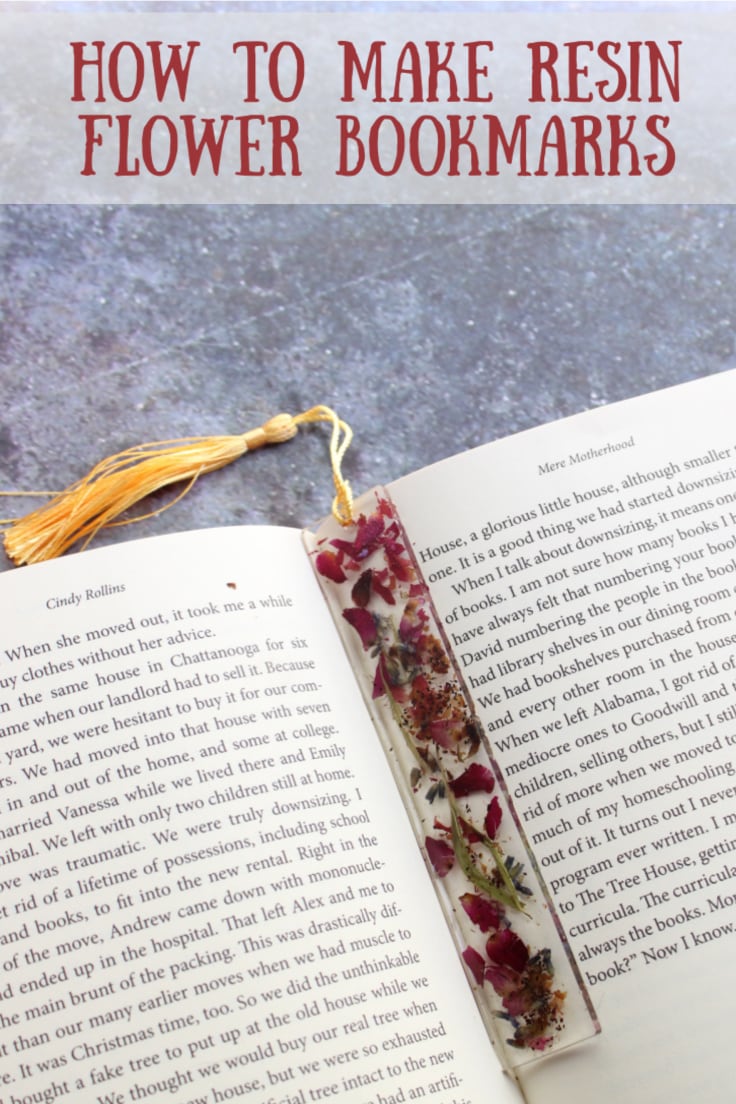 resin flower bookmark on open book