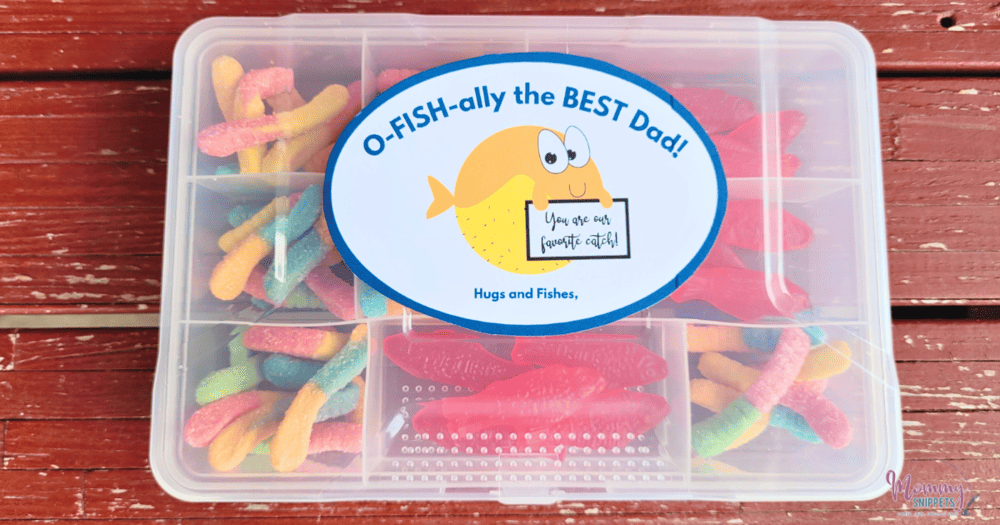 Free Printable Father's Day Tackle Box Tag with tackle box gift idea