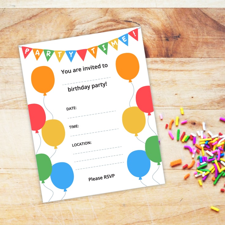 Birthday Invite Printable Free Download