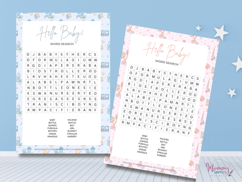 baby shower free word search printable