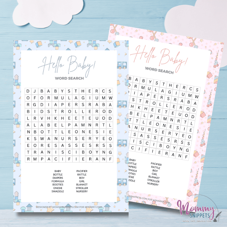 Free Printable Baby Shower Word Search Games