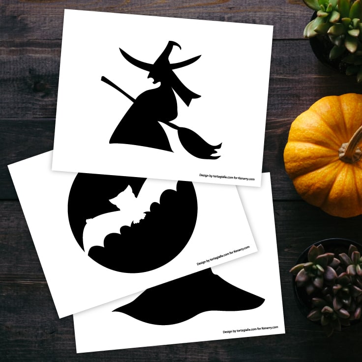 Printable Pumpkin Stencils (Bats and Witches)