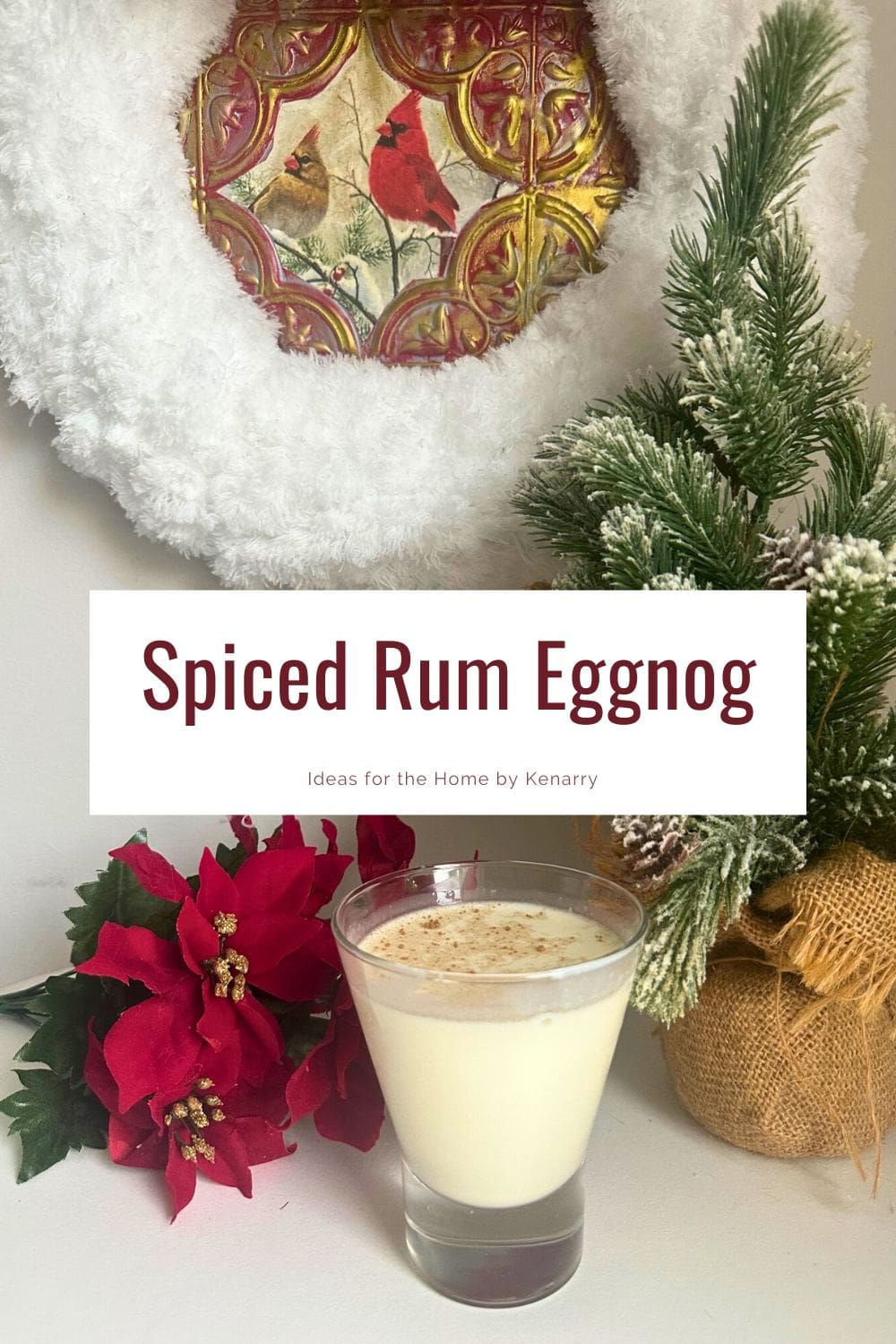 eggnog shown with holiday decor