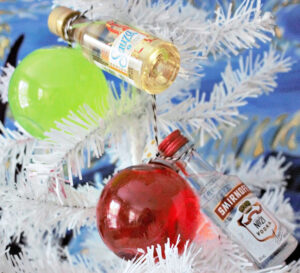 holiday ornament cocktails on tree