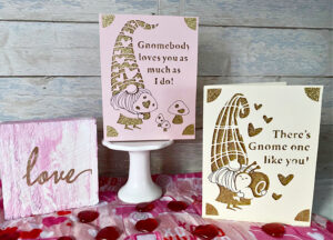 2 gnome cards with a Valentine theme