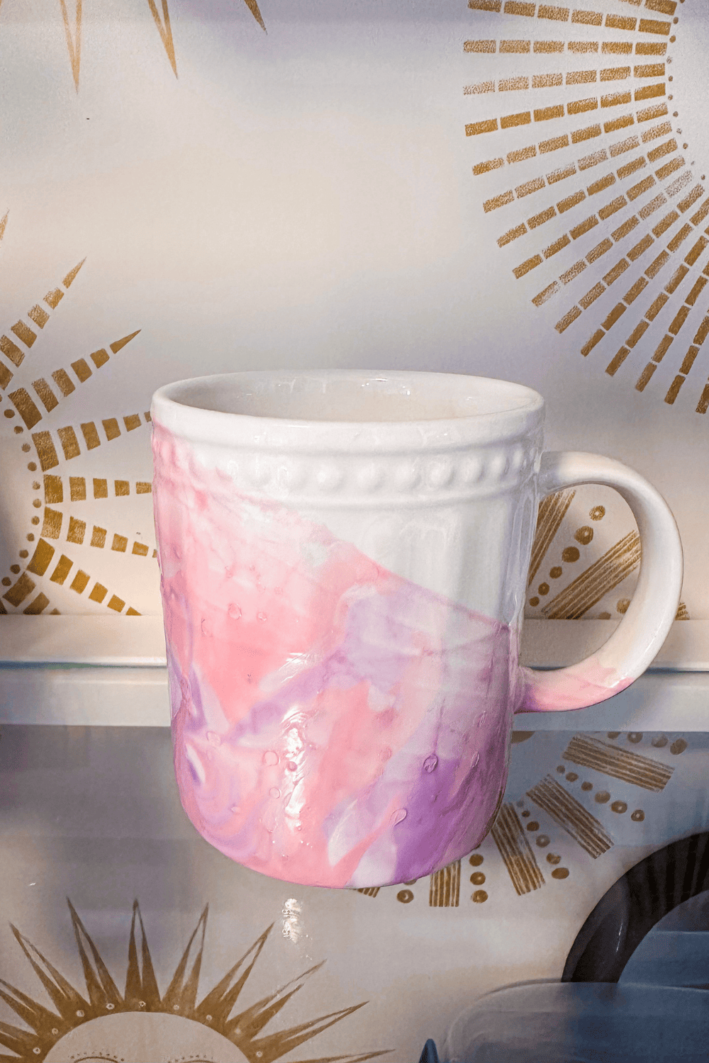 pink and purple marbled mug