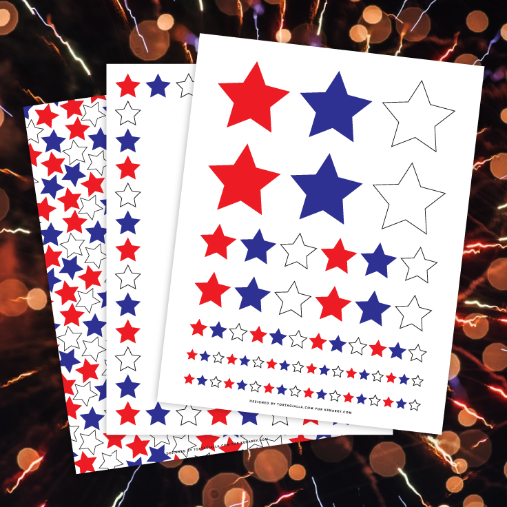 Free Printable Red White and Blue Stars